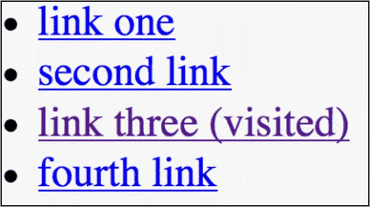 Visited links tell you which link you have already visited by changing its color