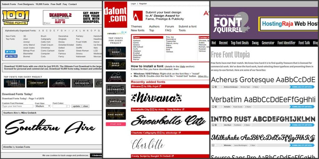 Font Squirrel and 1001 Free Fonts and DaFont - Font Maker Tools