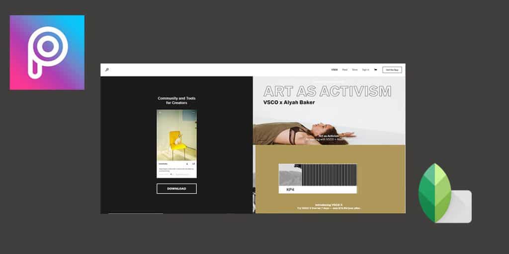 Snapseed and VSCO Cam and PicsArt - Online Photo Editing graphic Design Tools