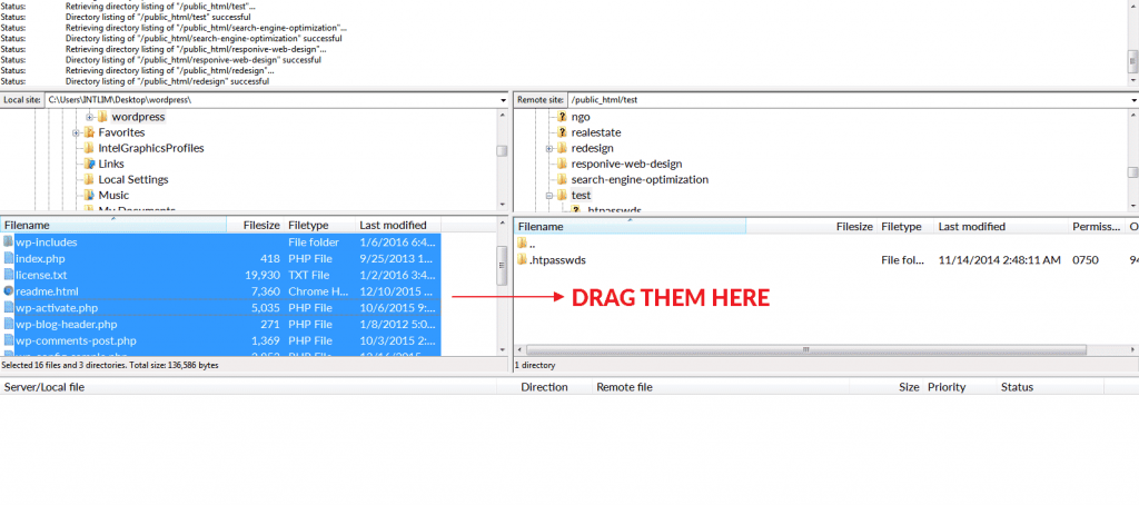 FileZilla drag files