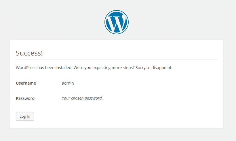 start installing WordPress