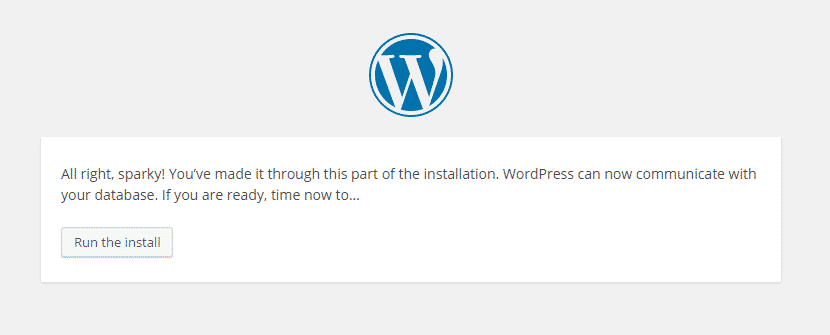 wordpress run install