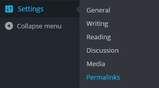 wordpress settings menu