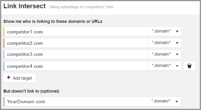 Ahrefs Link Intersect Tool