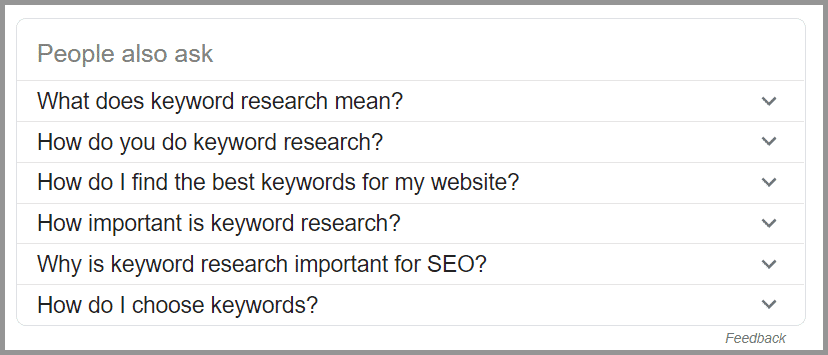 People Also Ask Box for Long Tail keyword