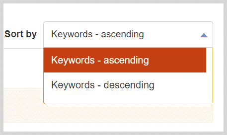 KeywordTool IO Keyword Sorting