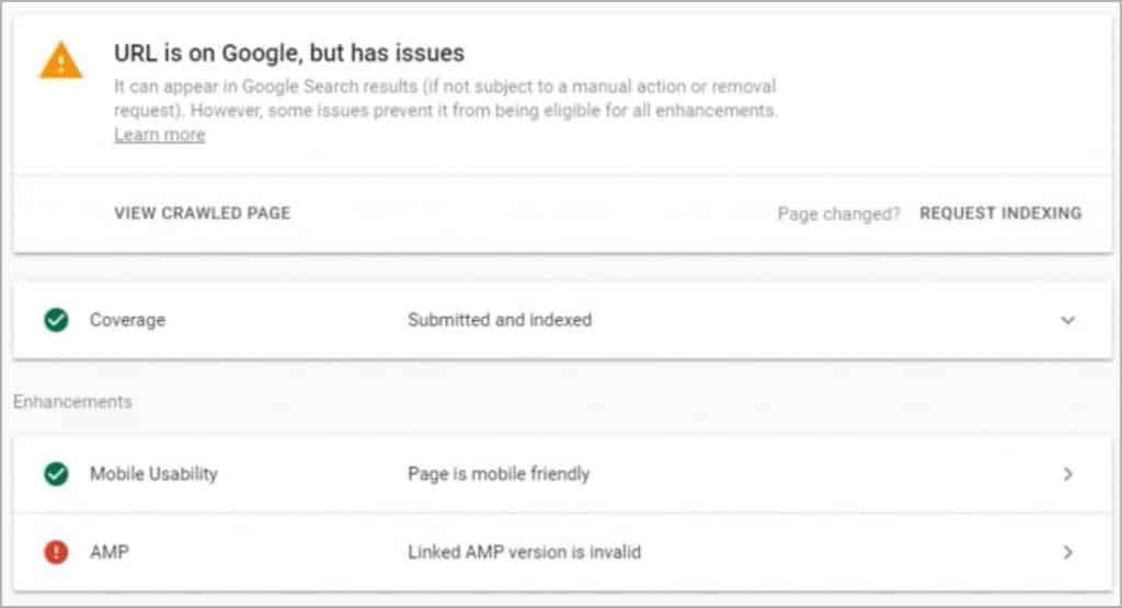 Google Search Console - URL Inspection