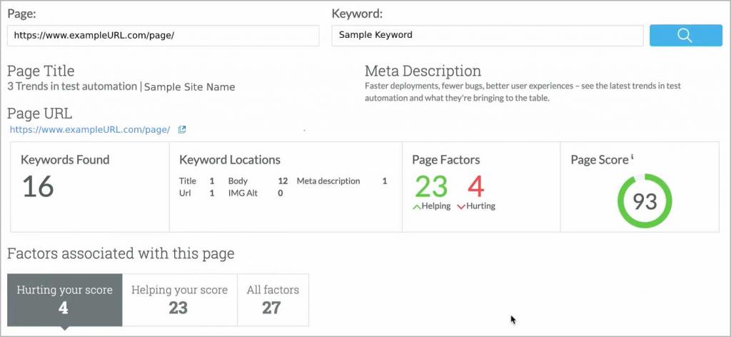 Moz Pro - On-Page Grader