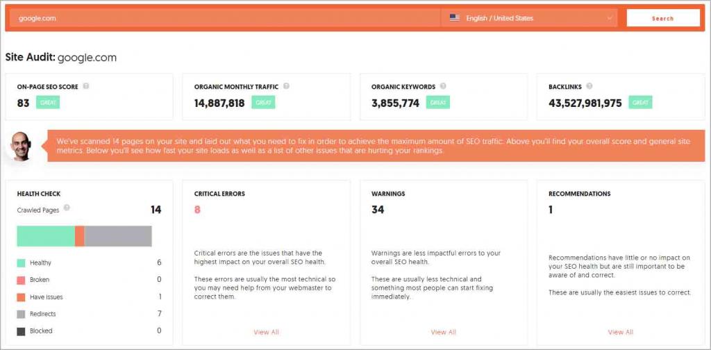 Ubersuggest - Website Audit